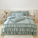 Nantong home solid color princess style quilt cover sheet bed skirt four-piece set cotton washing cotton internet celebrity style winter