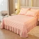 All-cotton four-season universal cotton bed cover three-piece set solid color princess style single-piece thickened tatami bed sheet