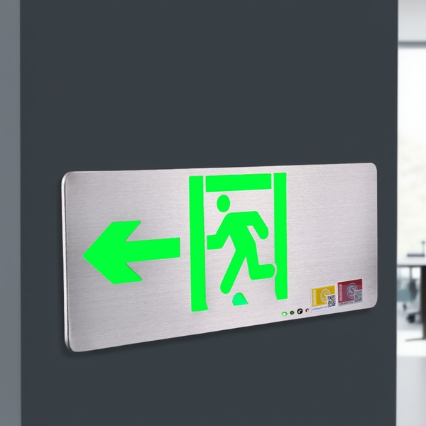 超薄不锈钢双面LED安全出口指示牌消防紧急通道疏散指示灯应急灯
