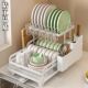 No installation kitchen bowl rack double drain rack bowl plate dish storage rack household multi-function bowl and chopstick storage rack