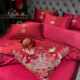 New product all-cotton four-piece set o red wedding sheets and bed cover wedding dragon and phoenix quilt cover wedding bed