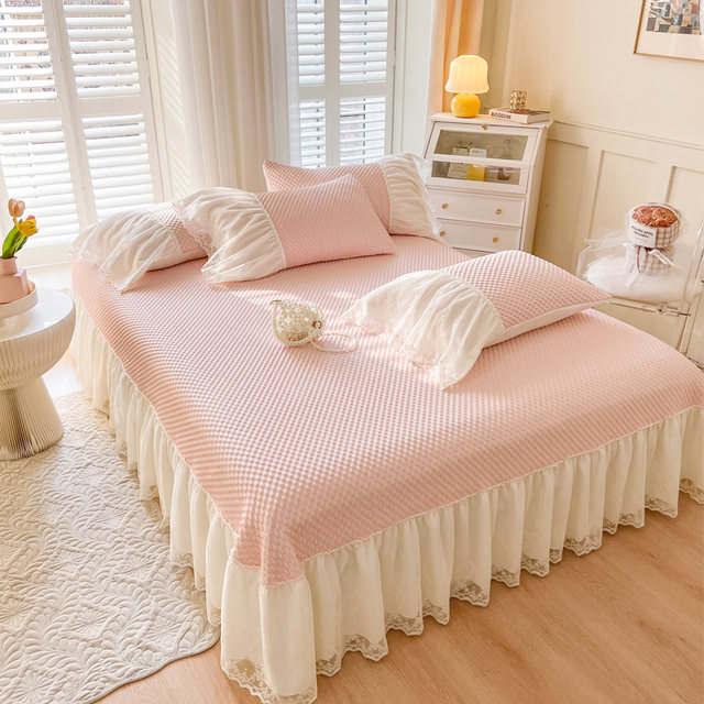Spot Princess Fengliang F Doudou Ice Silk Cool Mat Three-piece Set Summer Household Washable Bed Sheet Y Bed Skirt Bed Cover