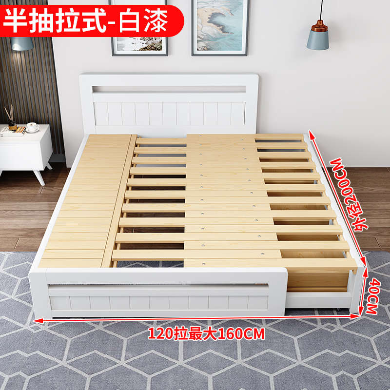 SOLID WOOD PUSH-PULL SOFA BED PUSH-PULL MULTI-FUNCTIONAL STORAGE SPLICING TELESCOPIC BED SMALL APARTMENT SIT-SLEEPING DUAL-PURPOSE PULL-OUT BED