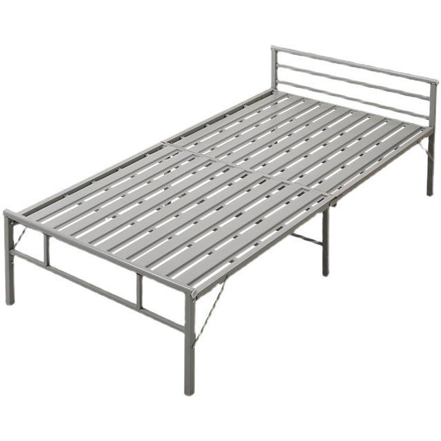 Folding bed steel a wire bed single household thick iron bed A double simple bed lunch break companion bed foldable iron frame