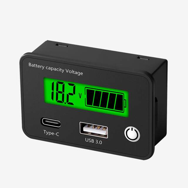 USB fast charging Type-C power meter dc8-30V DC battery power meter display lead acid battery lithium