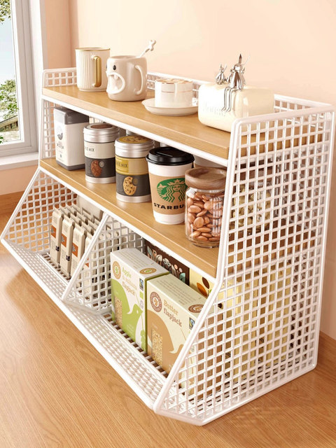 Desktop storage rack kitchen countertop multi-functional artifact layered rack water cup dining table snack table storage box