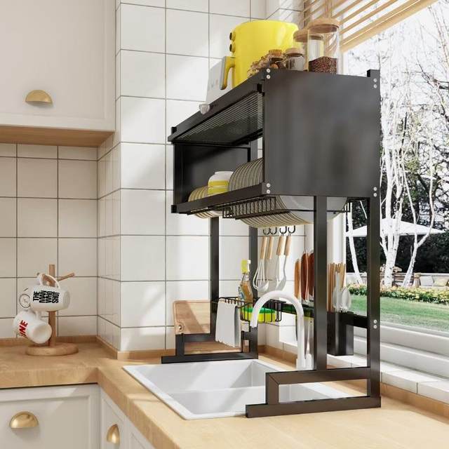 Kitchen sink storage rack household dishes storage dish sink sink pool dustproof cabinet multi-function drain rack