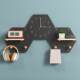 Creative clock sweeps second wall wooden holes and slab shelves bedroom living room hexagonal storage simple decoration