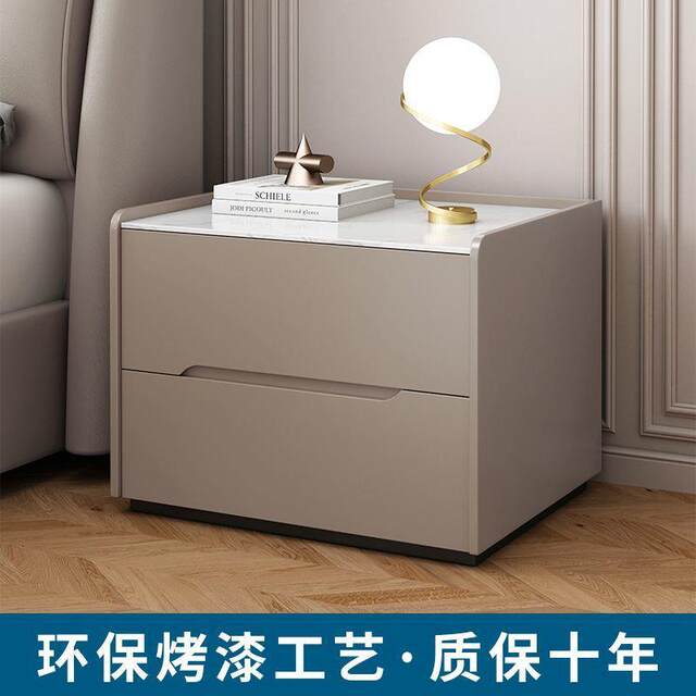 Fully solid wood stone slab painted bedside table simple modern minimalist creative storage cabinet small storage cabinet complete installation