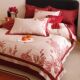 Fashionable light luxury style embroidery wedding cotton four-piece set 100S red dowry bed wedding quilt cover bed sheet