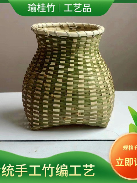 竹娄纯手工编织竹筐竹编制采茶篮子小背篓鱼篓儿童演出道具竹制品