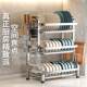Stainless steel kitchen bowl rack drain rack bowl chopstick plate storage rack household multi-function countertop bowl cabinet
