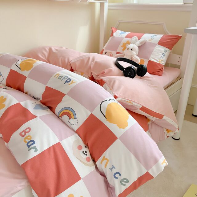 Skin-friendly wash cotton student dormitory n kit household bed sheets bed covers quilt covers three-piece set four-piece sets quilt covers