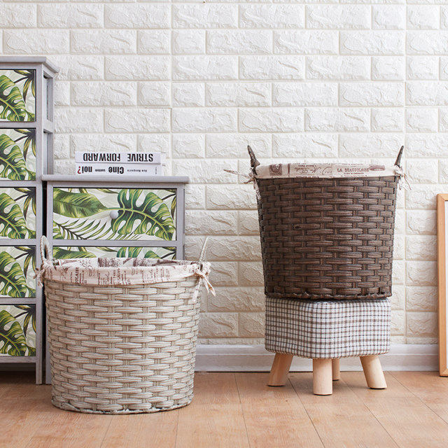Dirty laundry basket household imitation rattan toy storage basket bedroom bathroom woven laundry basket storage basket large-sized dirty laundry basket