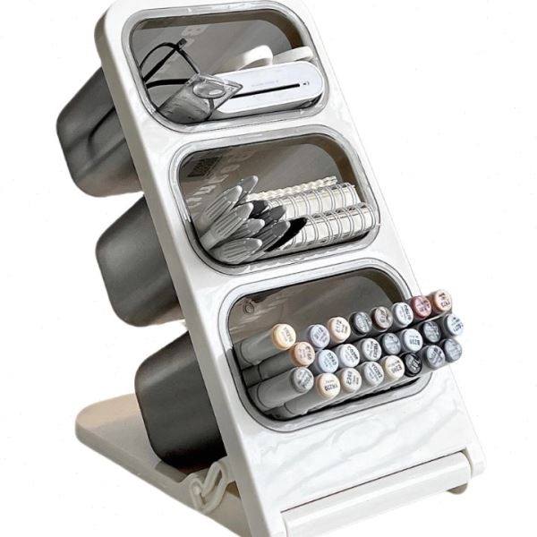 Slant plug pen holder stationery storage box large capacity primary school student desk pen bucket storage rack office desktop pen holder