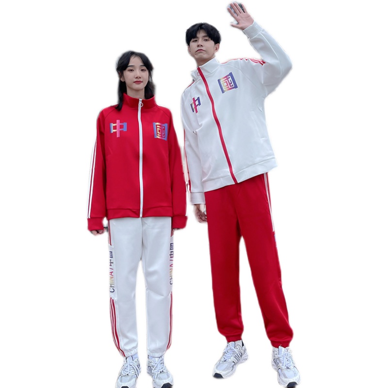 CHINESE STYLE SPORTS SUIT SPRING AND AUTUMN COUPLE SWEATSHIRT JUNIOR HIGH SCHOOL AND HIGH SCHOOL STUDENT SPORTS MEETING CLASS UNIFORM SCHOOL UNIFORM TWO-PIECE SET