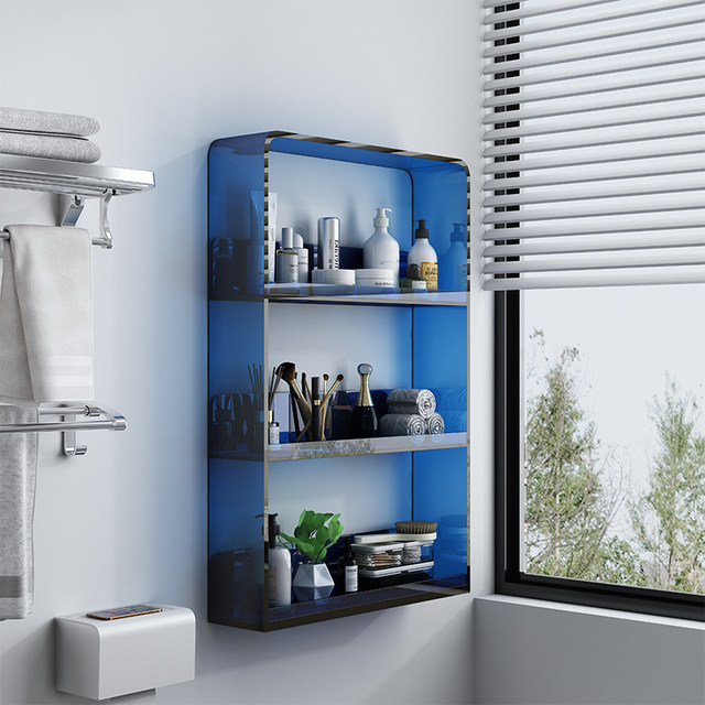 Punchless kitchen storage rack wall-mounted transparent acrylic multi-layer storage simple modern bathroom bathroom