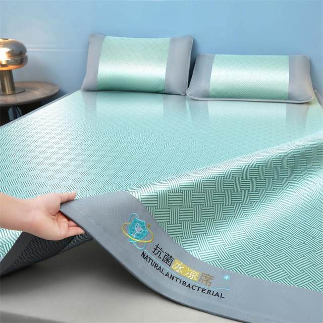 Summer ice silk mat bed cover three-piece set for home single summer folding air conditioning mat can be washed by machine