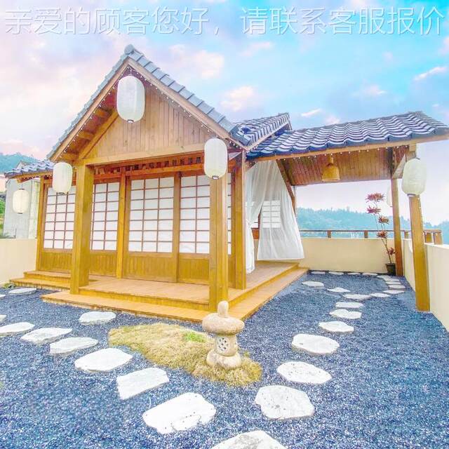 The Japanese-style anti-corrosion wood wooden house with outdoor decoration equipment for outdoor decoration, mobile wood