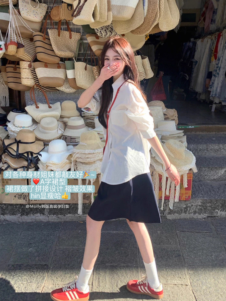 孕妇日系学院风半身裙子夏季薄款时尚显瘦百搭慵懒蓬蓬裙a字中裙 — 2