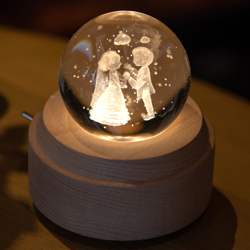 신부와 신랑 커플 수정 구슬 뮤직 박스 뮤직 박스 웨딩 결혼 선물 신혼 여자 친구 520 발렌타인 데이