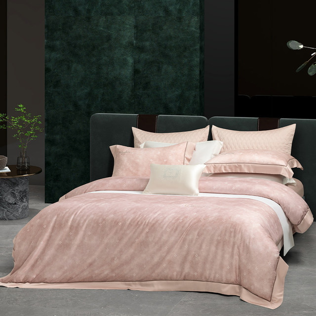 Simple cotton pure cotton double-sided furry four-piece set solid color bed sheet quilt cover thickened warm bedding in autumn and winter