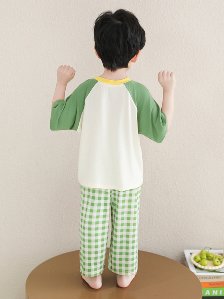 男童睡衣莫代尔夏季薄款七分袖2026新款宝宝空调服儿童家居服男孩 — 5