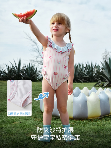 嫚熙童装儿童连体泳衣女童婴儿沙滩泳装凉感防晒速干女宝游泳衣夏 — 4