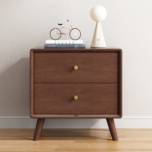 Solid wood rubber wooden bedside table Wasabi style home bedroom bedside simple modern storage cabinet storage cabinet small cabinet