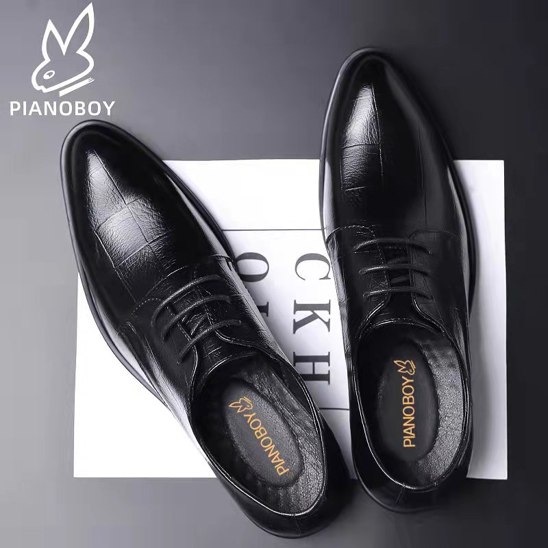 LEATHER SHOES MENS AUTUMN BREATHABLE BUSINESS IS EQUIPPED A SUIT CASUAL HEIGHTENED BRITISH POINTED TOE BLACK WEDDING GROOM SHOES