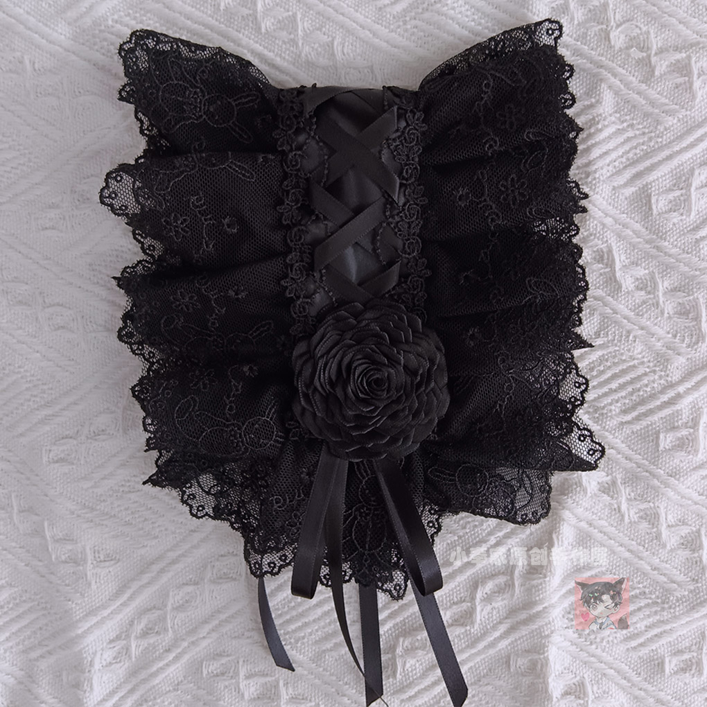 XIAOFENG ORIGINAL LO HAND-MADE LOLITA BLACK FLOWER BALL HEADBAND LOLITA HEADGEAR GOTHIC ALL-MATCH HAIR ACCESSORIES