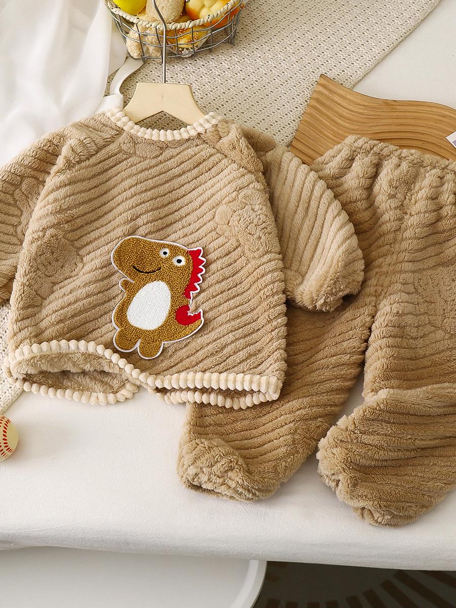 SMOCK BABY SUIT NEW MALE AND FEMALE BABY FLANNEL SMOCK PUFF PANTS TWO-PIECE SET OF CHILDRENS ANTI-DIRT CLOTHES UPSIDE DOWN