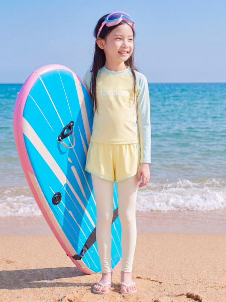 女童泳衣中大童带胸垫2026新款儿童长袖防晒游泳衣青少年女孩泳装 — 5