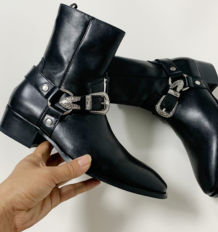 CHELSEA MENS AUTUMN AND WINTER EUROPEAN AND AMERICAN NEW SHORT TUBE THICK-SOLED FASHION TREND BRITISH STYLE COWHIDE POINTED-TOE MARTIN BOOTS
