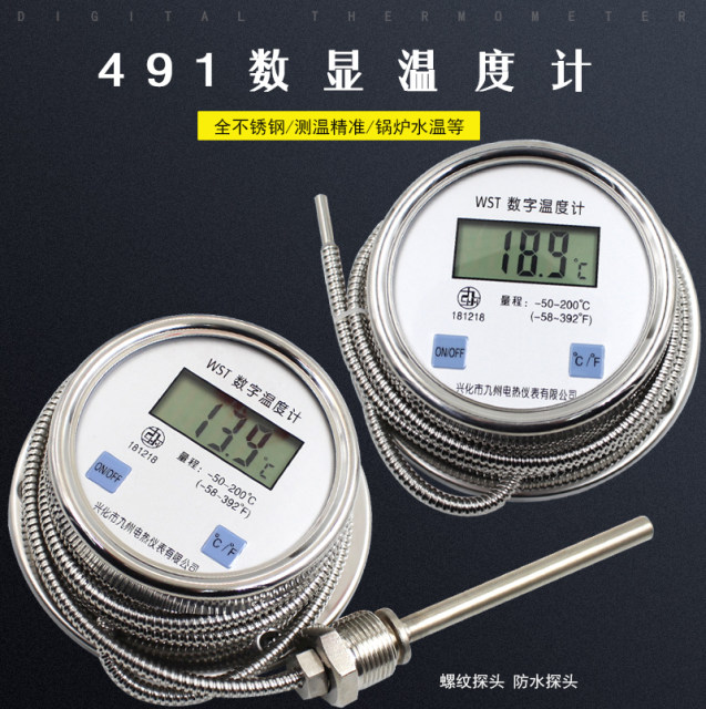 数显温度计带探头WST/DTM491带线高精度耐酸防水数字测水温表熬糖