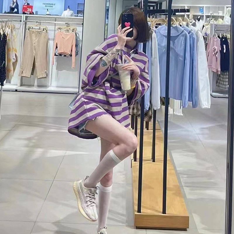 MATERNITY SUIT SUMMER FASHION KOREAN VERSION LOOSE CASUAL STRIPED TOP WOMENS SHORTS SHORT SLEEVES COTTON THIN TWO-PIECE SET