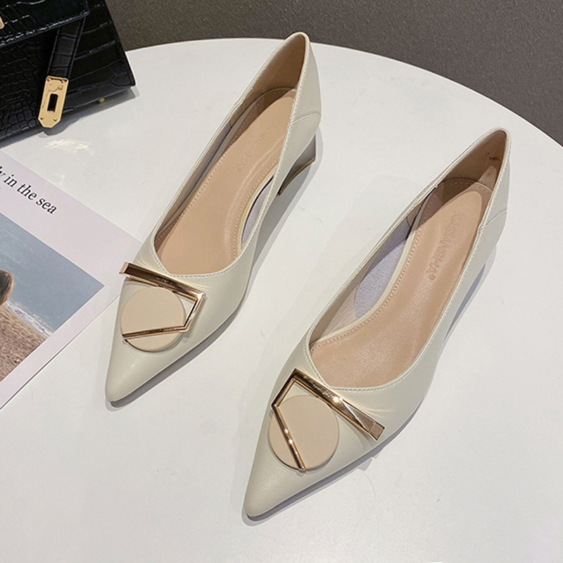 MEILING GENUINE LEATHER SINGLE LADY 2022 SPRING AND AUTUMN NEW THICK HEEL POINTED MOUTH SOFT LEATHER NON-GRINDING FEET PROFESSIONAL BASS GIRL