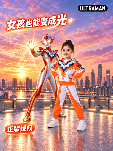 正版奥特曼衣服女童格丽乔童装儿童女孩春秋赛罗运动外套春装套装
