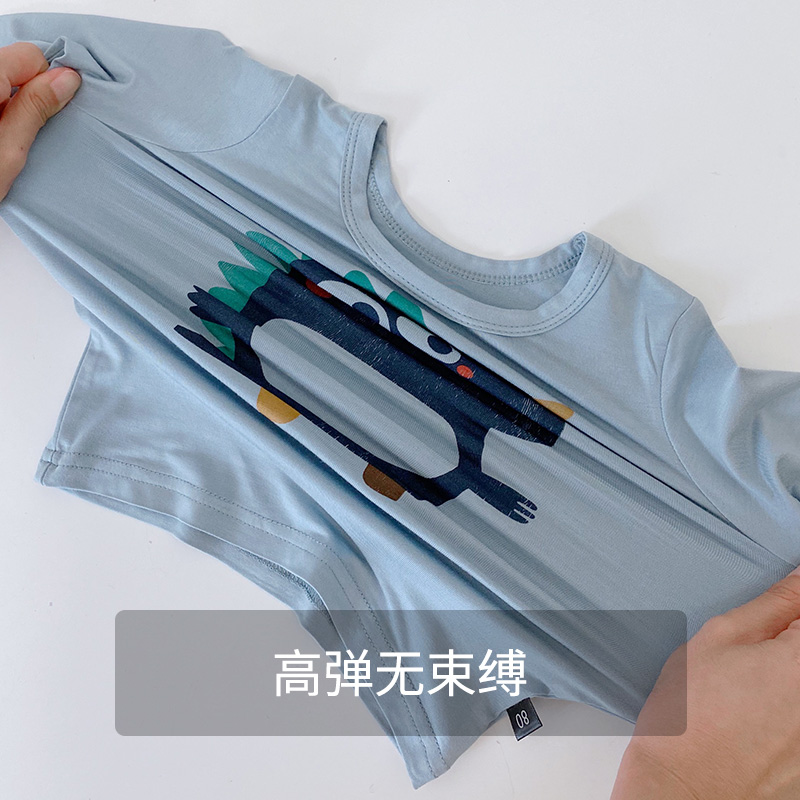 BOYS PAJAMAS MODAL SPRING AND AUTUMN THIN DINOSAUR HIGH WAIST LONG SLEEVED AUTUMN CLOTHES AUTUMN PANTS KIDS BABY UNDERWEAR SET MEN