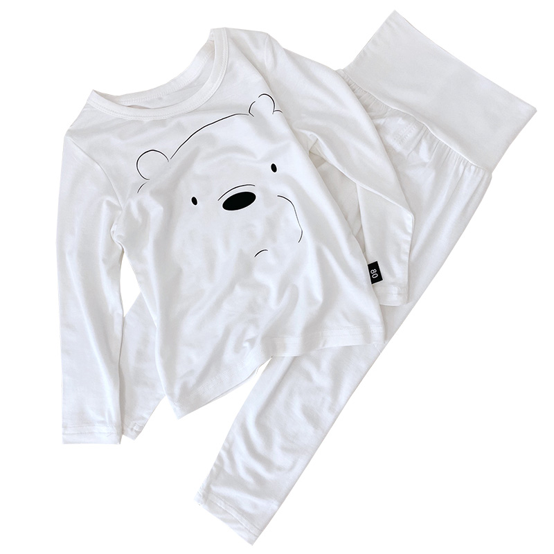BABY PAJAMAS MODAL HIGH WAIST BELLY PROTECTION SPRING AND AUTUMN LONG SLEEVE UNDERWEAR SET CHILDREN BOYS GIRLS AUTUMN CLOTHES AUTUMN PANTS