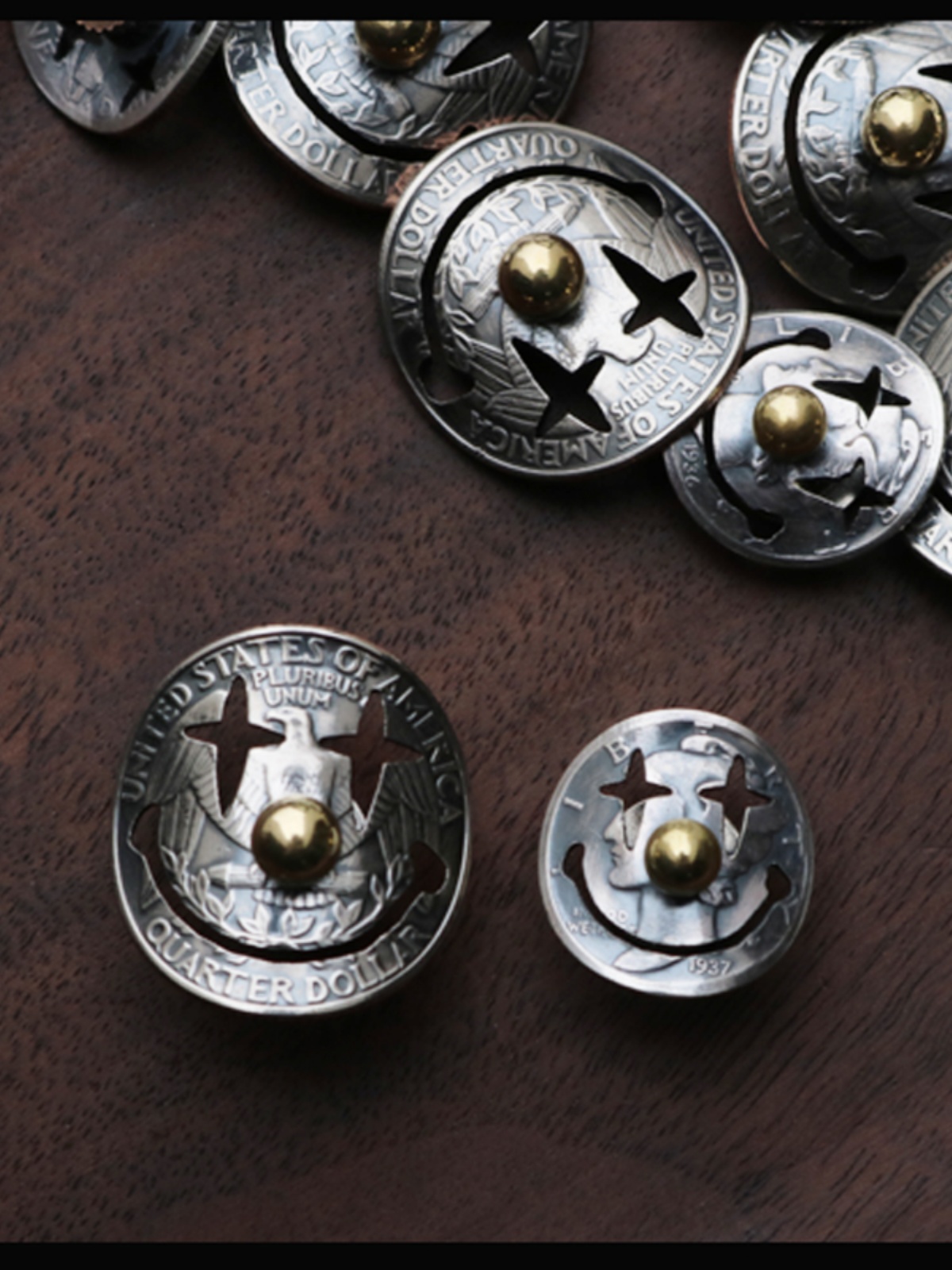 HANDMADE VINTAGE CATTLE COIN BUCKLE EAGLE SQUARE SCARF BUCKLE HANDMADE HOLLOW SMALL SILVER COIN SQUARE SCARF DECORATIVE BUCKLE