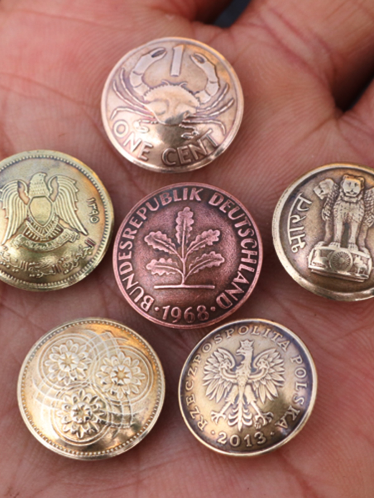 HANDMADE DIY VINTAGE GENUINE MONEY CLOTHES DECORATION BUTTON COIN CUFFLINKS LEATHER GOODS CAI CLOTH BUCKLE COIN BADGE 15-16MM
