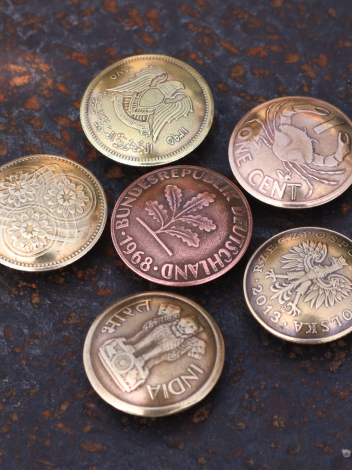 HANDMADE DIY VINTAGE GENUINE MONEY CLOTHES DECORATION BUTTON COIN CUFFLINKS LEATHER GOODS CAI CLOTH BUCKLE COIN BADGE 15-16MM