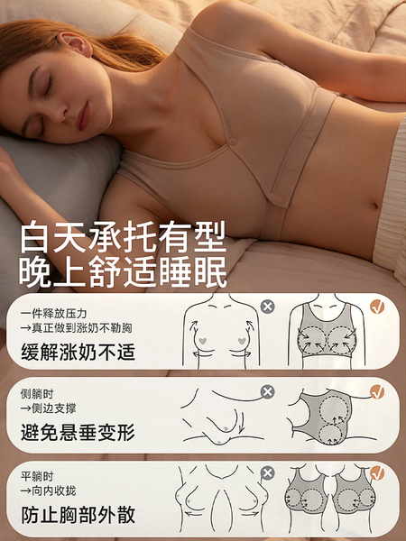 深睡哺乳内衣产后喂奶专用孕妇内衣孕期桑蚕丝睡眠孕期文胸交叉式 — 3