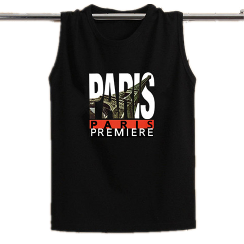 SUMMER FITNESS COTTON SPORTS VEST SLEEVELESS T-SHIRT LOOSE BREATHABLE HURDLE VEST TREND WIDE SHOULDER MENS VEST
