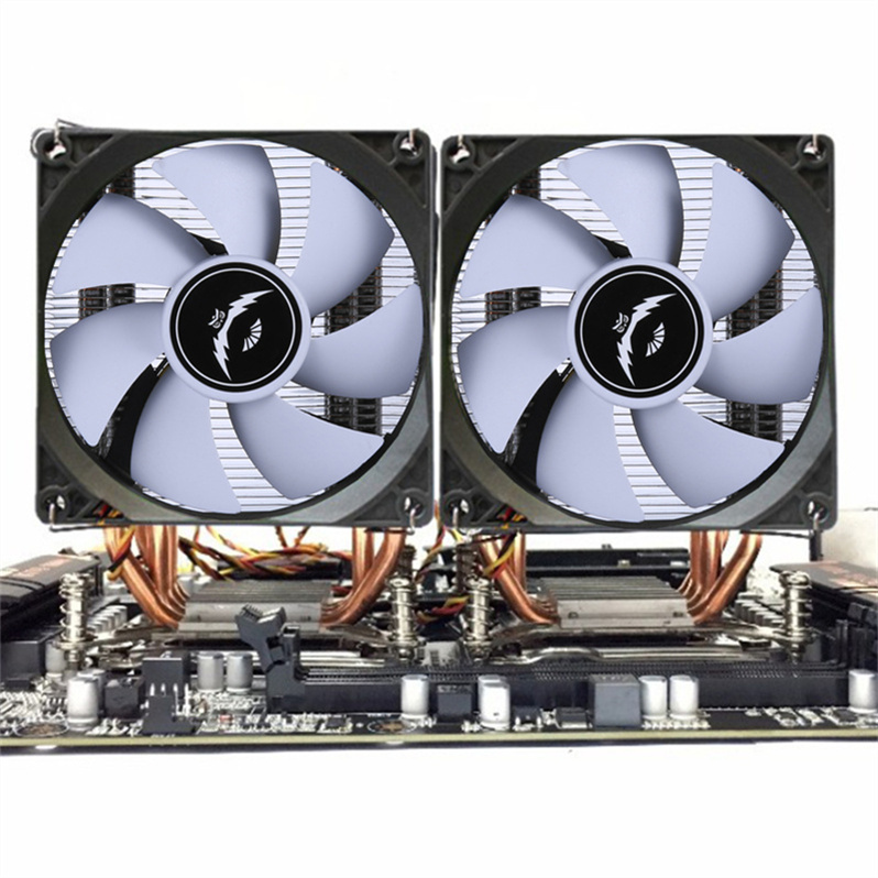 6 COPPER TUBE LGA2011-PIN CPU HEATSINK X79 UNIVERSAL X99 MOTHERBOARD DUAL CPU FAN 4PIN TEMPERATURE CONTROL SILENT