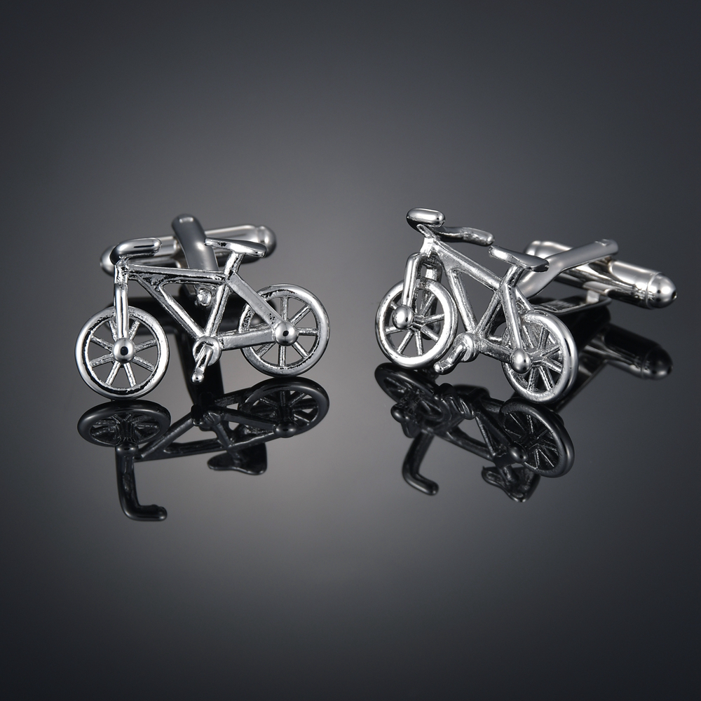 DELICATE VINTAGE BICYCLE CUFFLINKS BLACK SILVER SINGLE SEAT MENS FRENCH SHIRT SLEEVE STUD SHIRT CUFFS