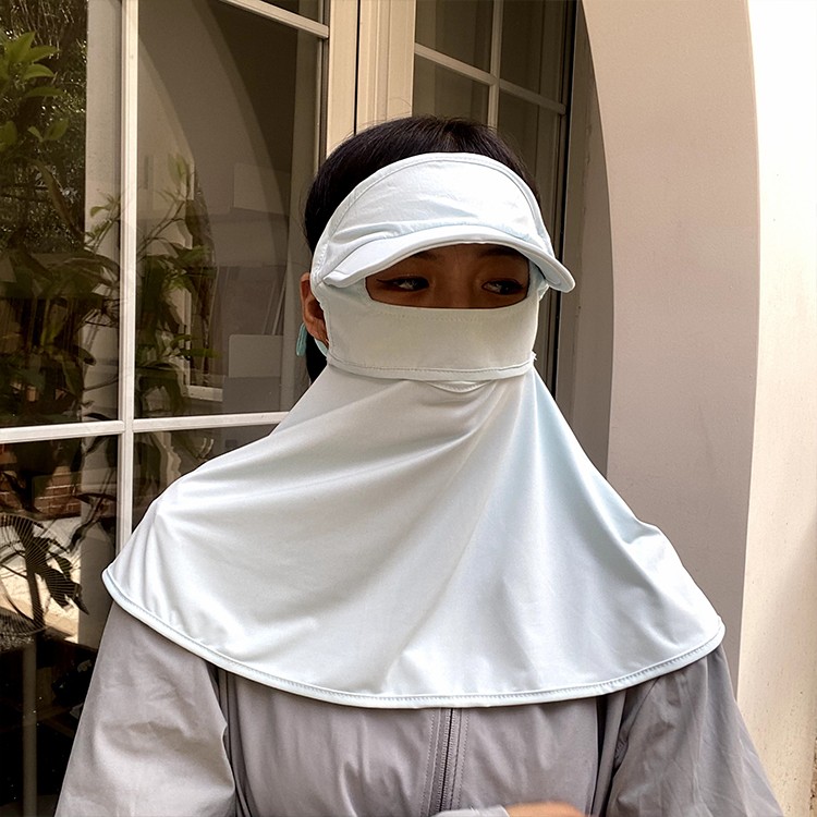 BRIM FACE GINI SUN PROTECTION MASK WOMENS SUMMER ANTI-UV ICE SILK COVER FULL FACE NECK COVER NECK COVER DRIVING MASK