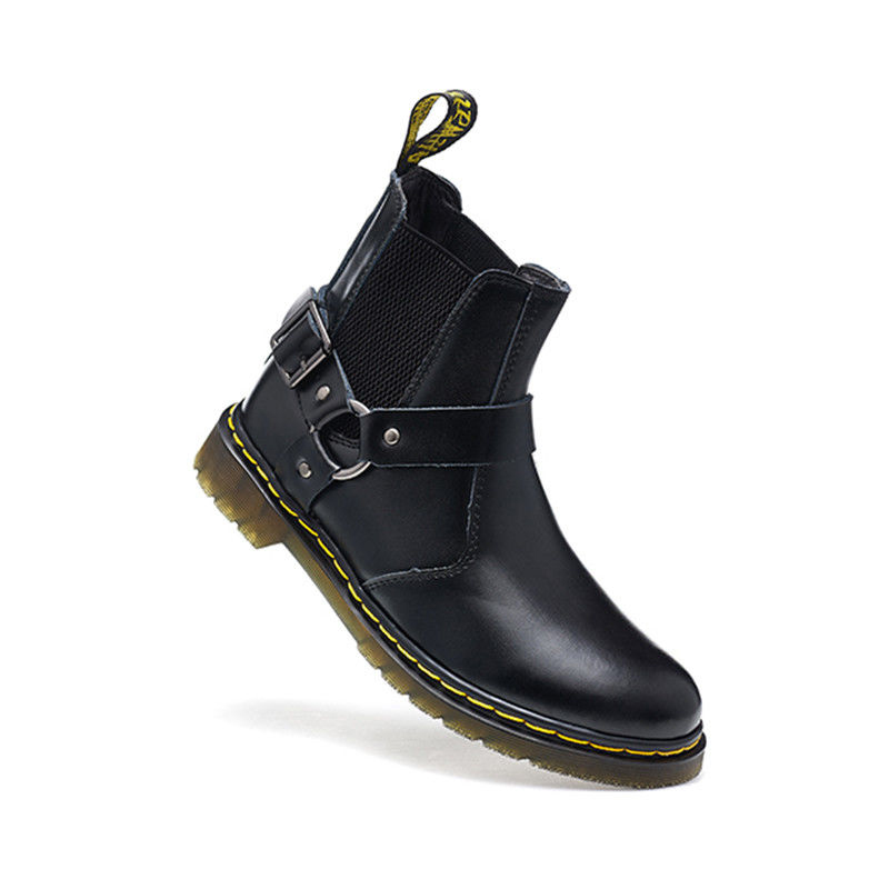 DRHEBENS CHELSEA BOOTS MENS AND WOMENS HIGH-TOP LEATHER BRITISH MARTIN BOOTS BUCKLED VINTAGE BIKER BOOTIES