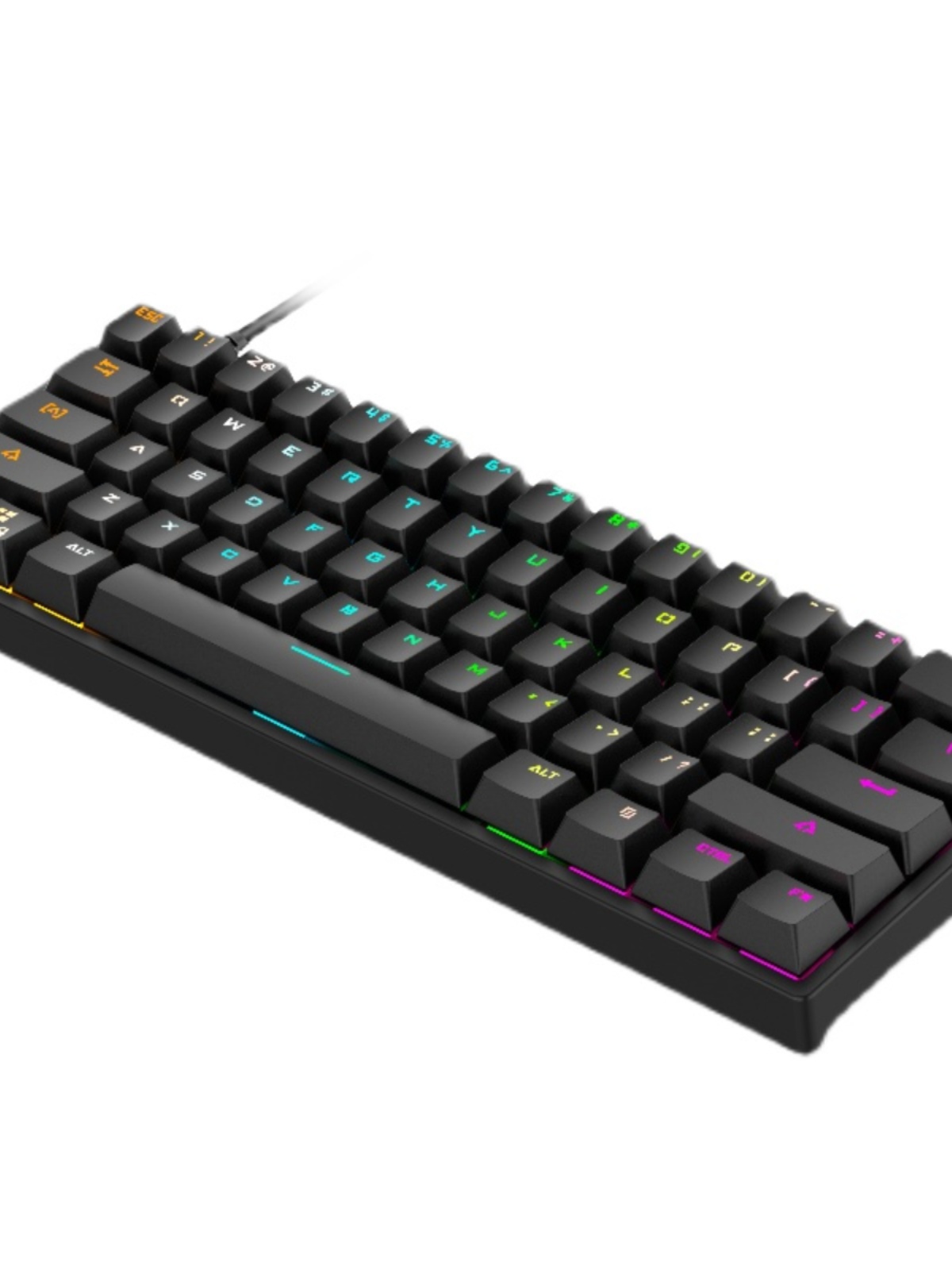 G101 진정한 기계식 키보드 USB 61 키 데스크탑 컴퓨터 노트북 파란색 축 게임 휴대용 RGB 쿨 백라이트